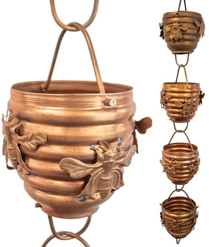 Nutshell Stores Honeybee & Hive Copper Rain Chain - Copper - 8 Feet
