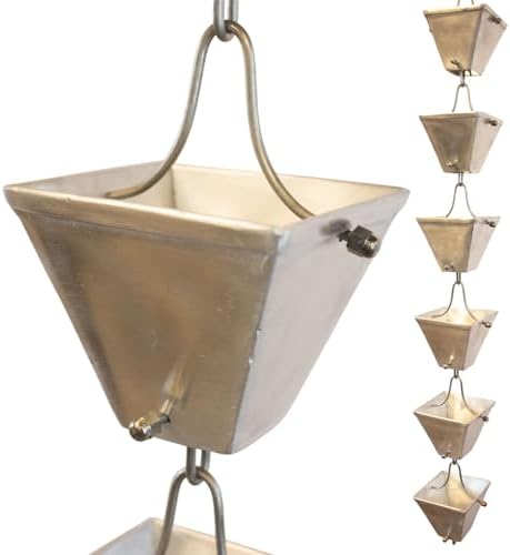 Nutshell Stores Medium Square Cups Rain Chain - Aluminum - 9 Feet