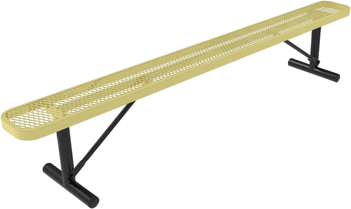 Heavy-Duty Portable Outdoor Bench Thermoplastic Coated, Expanded Metal, Commercial-Grade Seating, Made in America (Portable Without Back, 8 Ft, Textured Sandstone)