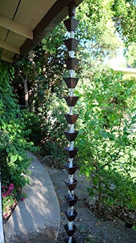 Nutshell Stores Medium Square Cups Rain Chain - Bronze - 11 Feet