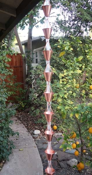 Nutshell Stores Steel Cups Rain Chain - Copper Plated - 20 Feet