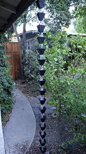 Nutshell Stores Medium Square Cups Rain Chain - Black - 15 Feet
