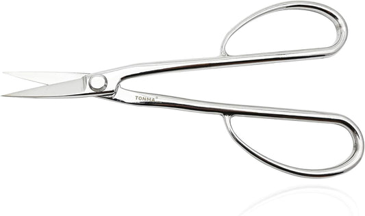 TONMA Satsuki Bonsai Scissors [Made in Japan] Professional 8.5 inch Garden Bonsai Tools Japanese Stainless Steel Hasami Pruning Scissors with Micro Serrated, Mirror Finish Process