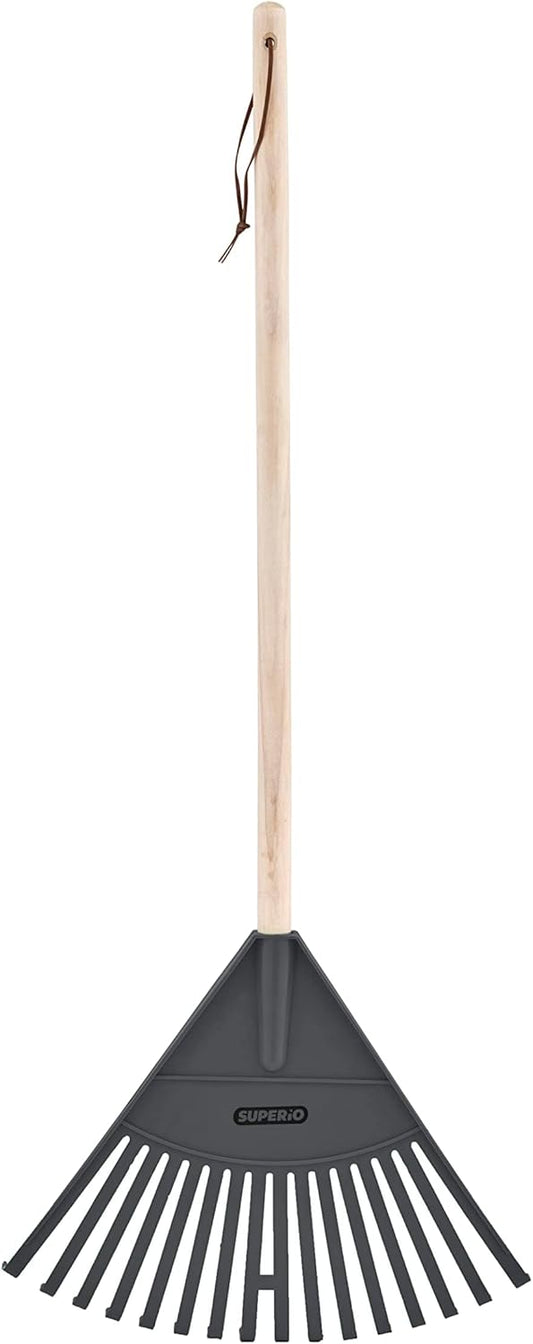 Pack of 12 Kids Rake with Hardwood Handle, Durable Plastic Head to Sweep Leaves in Lawn and Tidying Up The Garden, 34" (Grey)