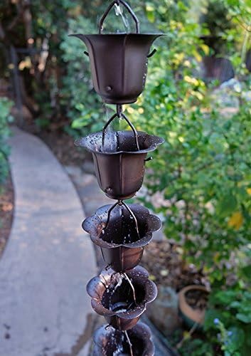 Nutshell Stores Flower Cups Rain Chain - Bronze - 12 Feet