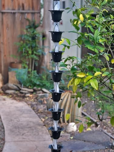 Nutshell Stores Flower Cups Rain Chain - Black - 19 Feet
