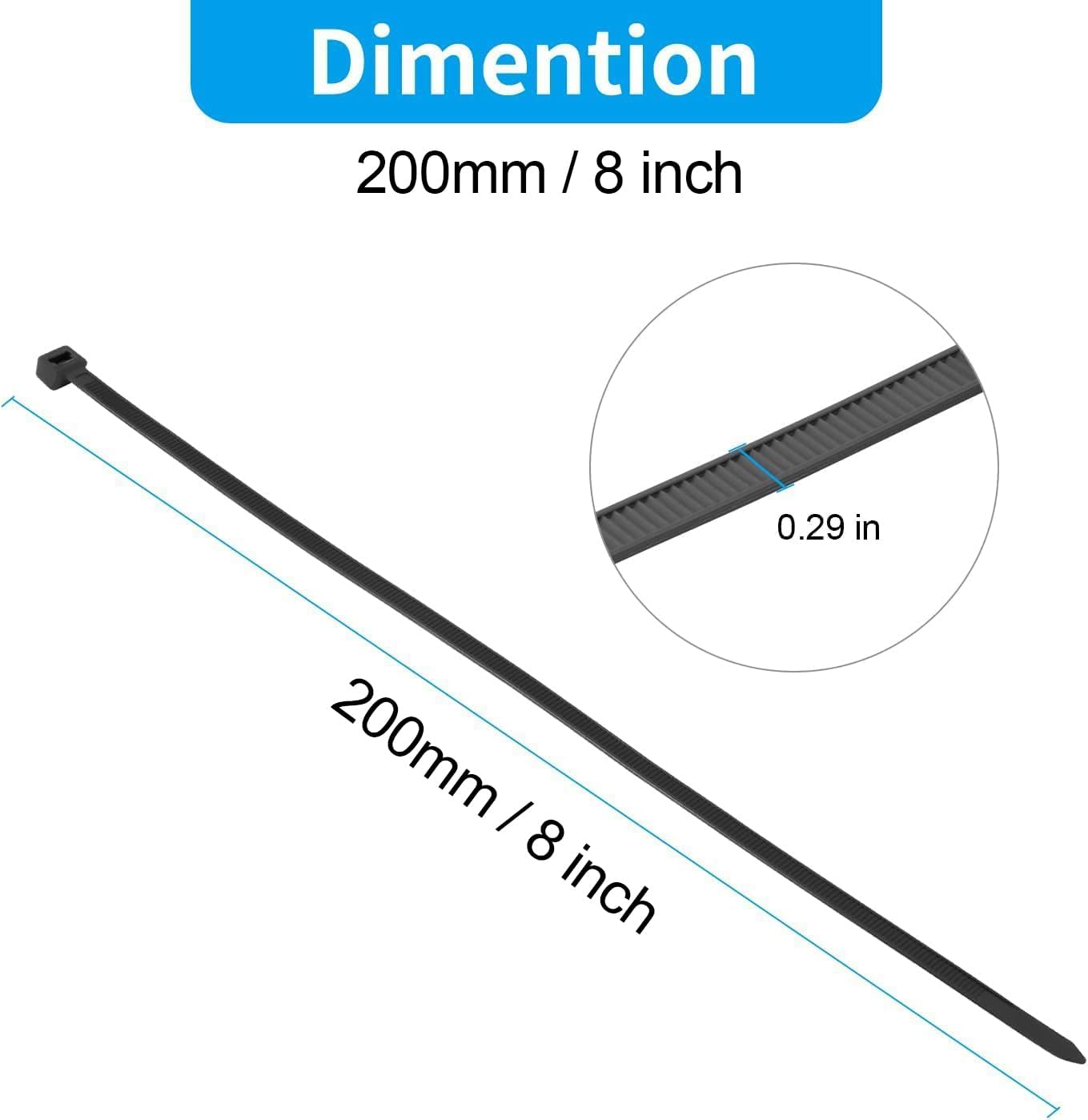 XINGO 8 Inch Brown Zip Ties Heavy Duty 100 Pack, 120 LBS Tensile Strength, Premium Nylon Cable Wire Ties, Self-locking Plastic Ties for Indoor and Outdoor Use