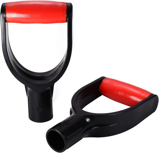 MroMax 2Pcs Shovel D Grip Handle, 1-1/4" Inner Diameter 32mm PVC Spade Snow Shovel Replacement Handle Garden Accessories for Digging Raking Gardening Tool Camp Shovel Garden Shovel