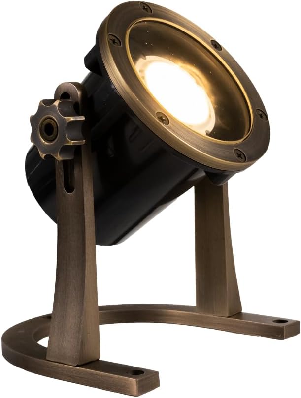 VOLT 12V Brass 3-in-1 IP68 Underwater Light (Bronze) & Adjustable 5W 2700K Warm White MR16 LED Bulb for Low Voltage Outdoor Lighting