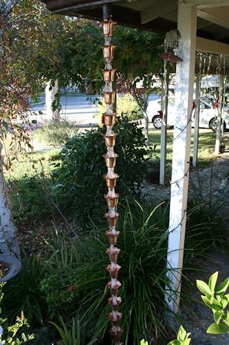 Nutshell Stores Flower Cups Rain Chain - Copper - 8 Feet