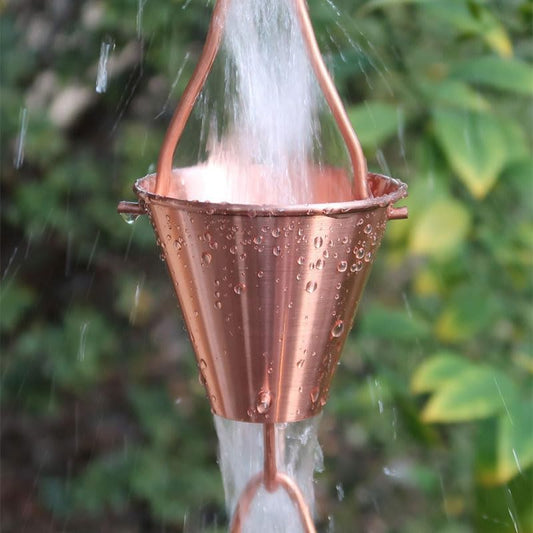 Nutshell Stores Steel Cups Rain Chain - Copper Plated - 11 Feet