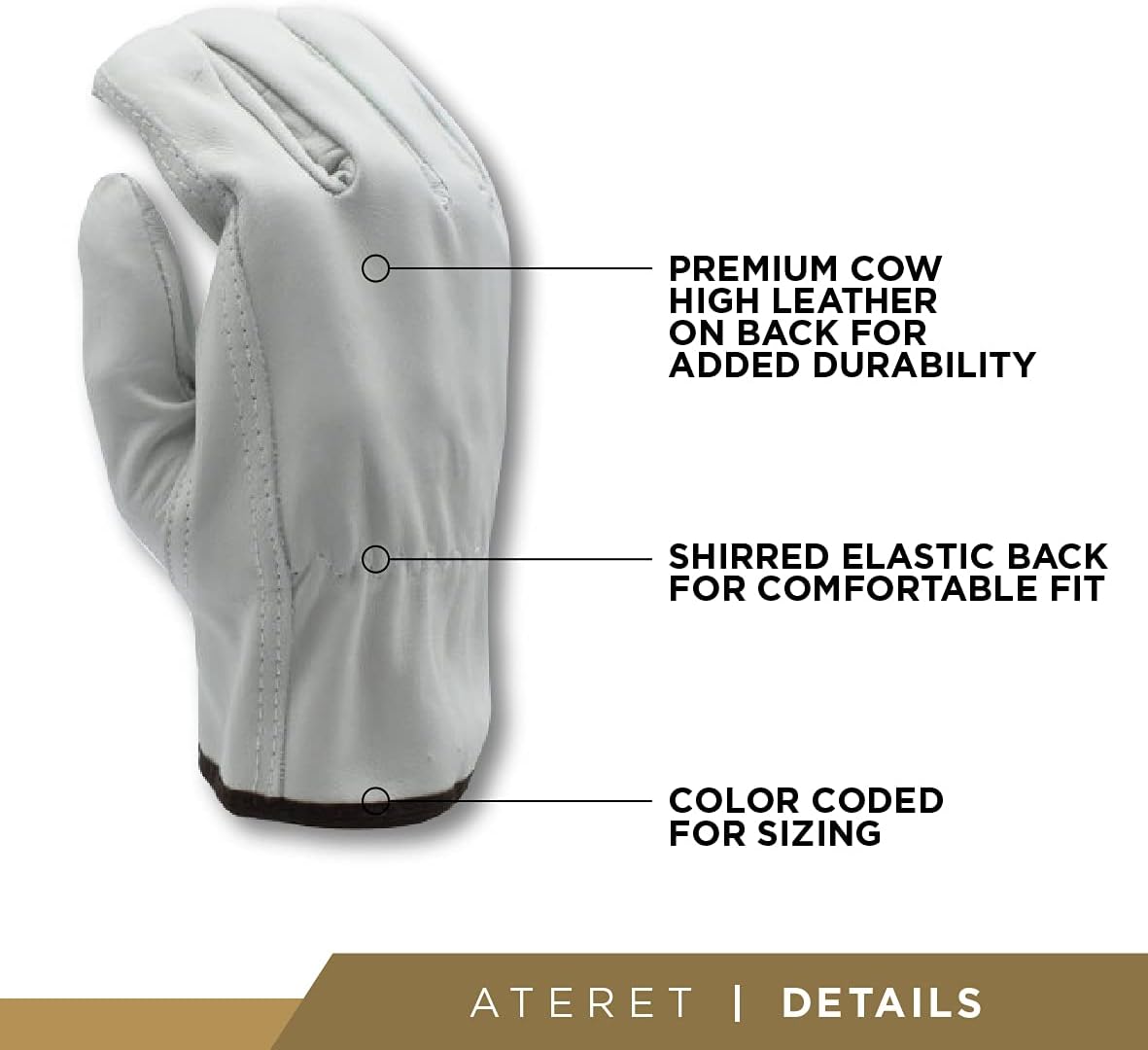 ATERET 36 Pairs 2X-Large Heavy Duty Durable Cowhide Leather Work Gloves I Driver Gloves for Truck Driving, Warehouse, Gardening, Farming