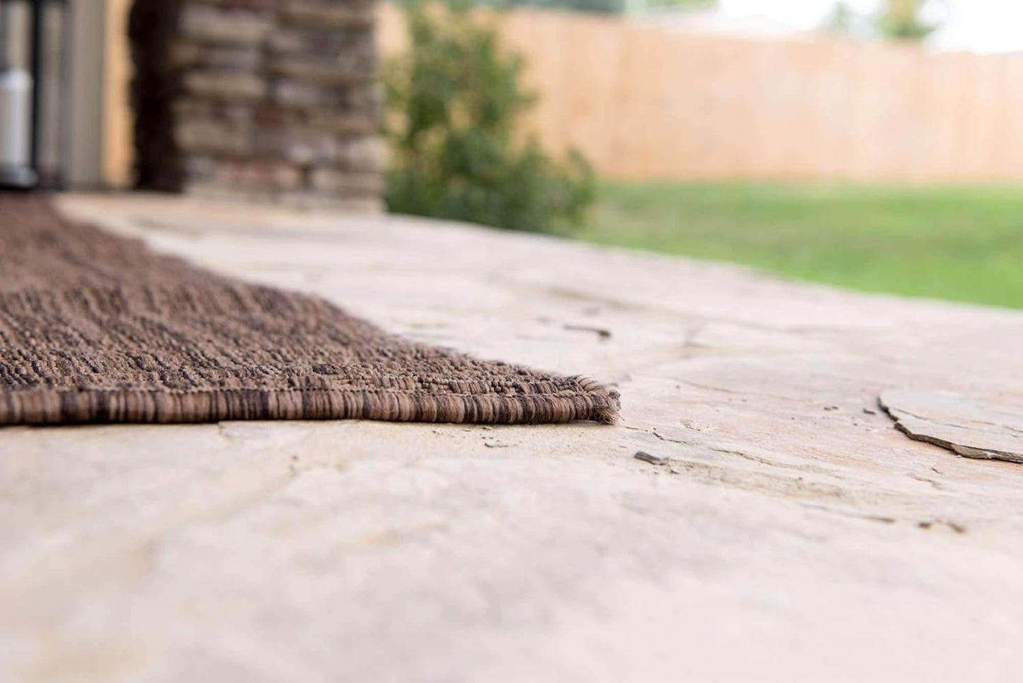 Unique Loom Collection Casual Transitional Solid Heathered Indoor/Outdoor Flatweave Area Rug (7' 1" x 10' Rectangle, Light Brown/Ivory)