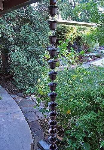 Nutshell Stores Flower Cups Rain Chain - Bronze - 8 Feet