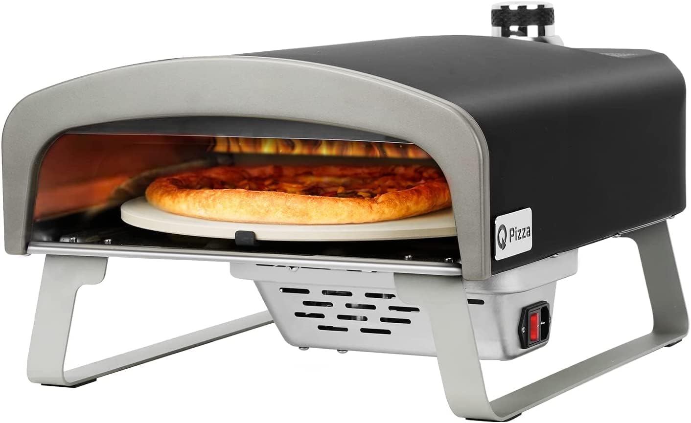 Q Pizza Gas Pizza Oven with Automatic Rotating Stone, Portable Propane Gas Grill Oven for Outdoor Cooking Kitchen Backyard Party Beach RV Tailgating Camping, PS102