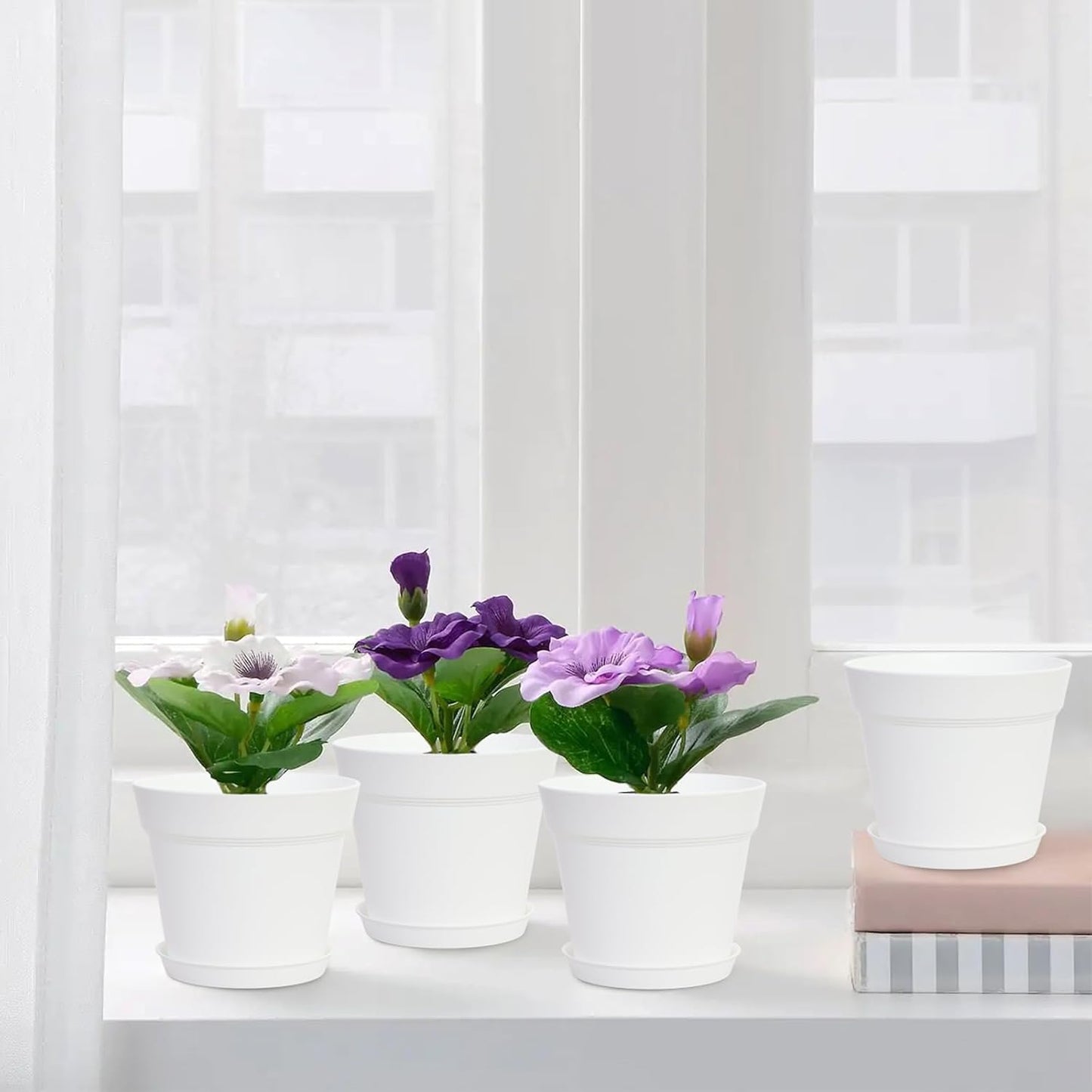GARDIFE 20 Pack 6 inch Plant pots, planters for Indoor Plants, Flower pots, White