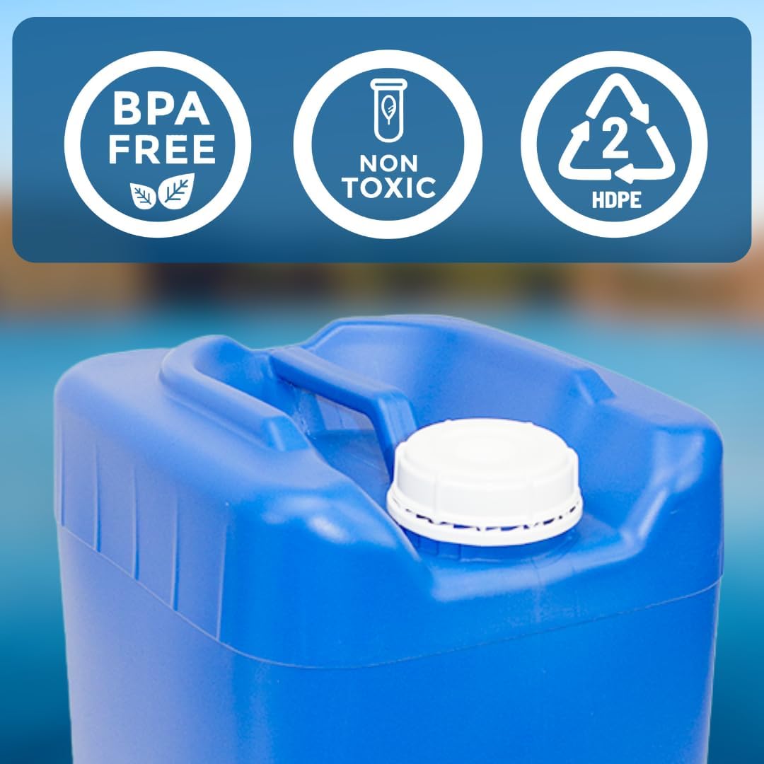 5-Gallon Stackable Water Storage Containers, 5 Gallons Each w/Lids + Spigot, Easy Fill, Survial Supply Emergency Water Storage for Camping and Disaster Preparedness, RV, Camping, 10 Gallon