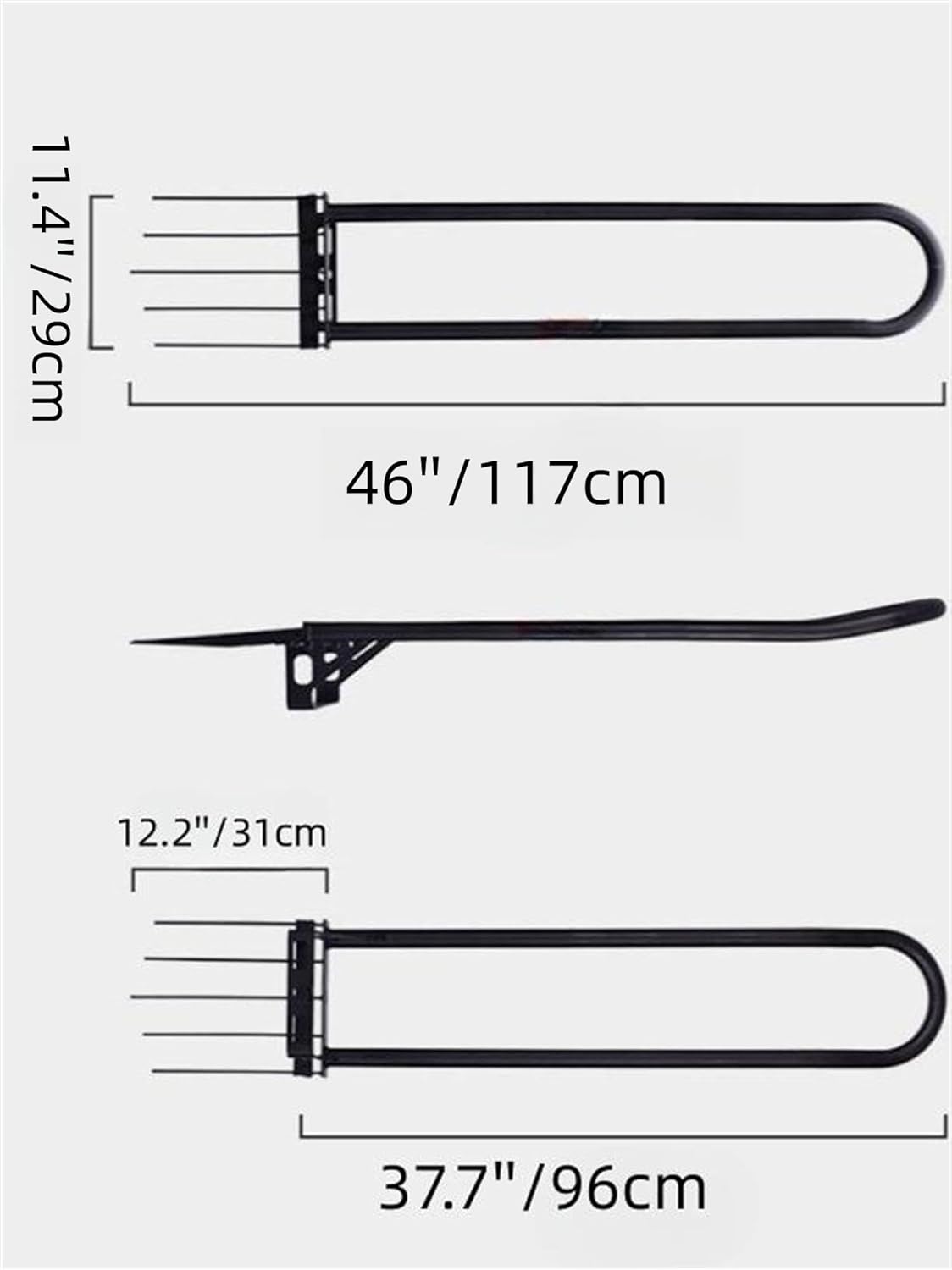 Heavy Duty Broadfork, 46“ Steel Long Handle Garden Broad Fork, Composting Aeration Transplanting Tiller Weeder, Loosening Soil & Breaks up Dirt Strengthen 5 Tines