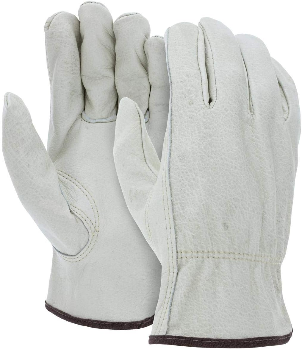 ATERET 36 Pairs Medium Heavy Duty Durable Cowhide Leather Work Gloves I Driver Gloves for Truck Driving, Warehouse, Gardening, Farming