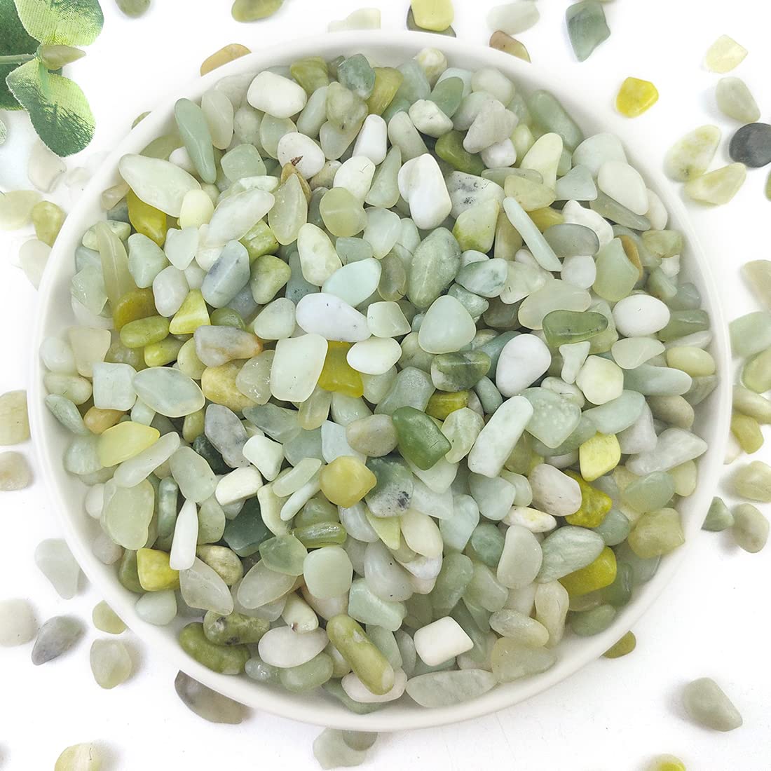 5LB Succulent and Cactus Jade Pebbles, 3/8 Inch Natural Decorative Polished Stones, River Rocks for Indoor Plants, Vases, Planters and Outdoor Gardening