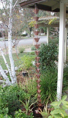 Nutshell Stores Medium Square Cups Rain Chain - Pre-Aged Copper - 19 Feet