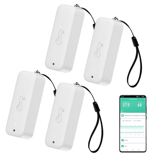 WiFi Hygrometer Thermometer Sensor, Wireless Smart Temperature Humidity Monitor with Remote App Notification Alert, for Home, Greenhouse White (4pack)
