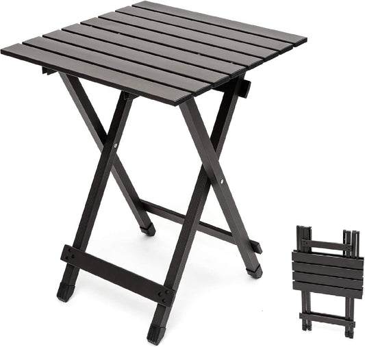 SUNNYFEEL Folding Camping Table - Lightweight Aluminum Portable Picnic Table, 18.5x18.5x24.5 Inch for Cooking, Beach, Hiking, Travel, Fishing, BBQ, Indoor Outdoor Small Foldable Camp Tables
