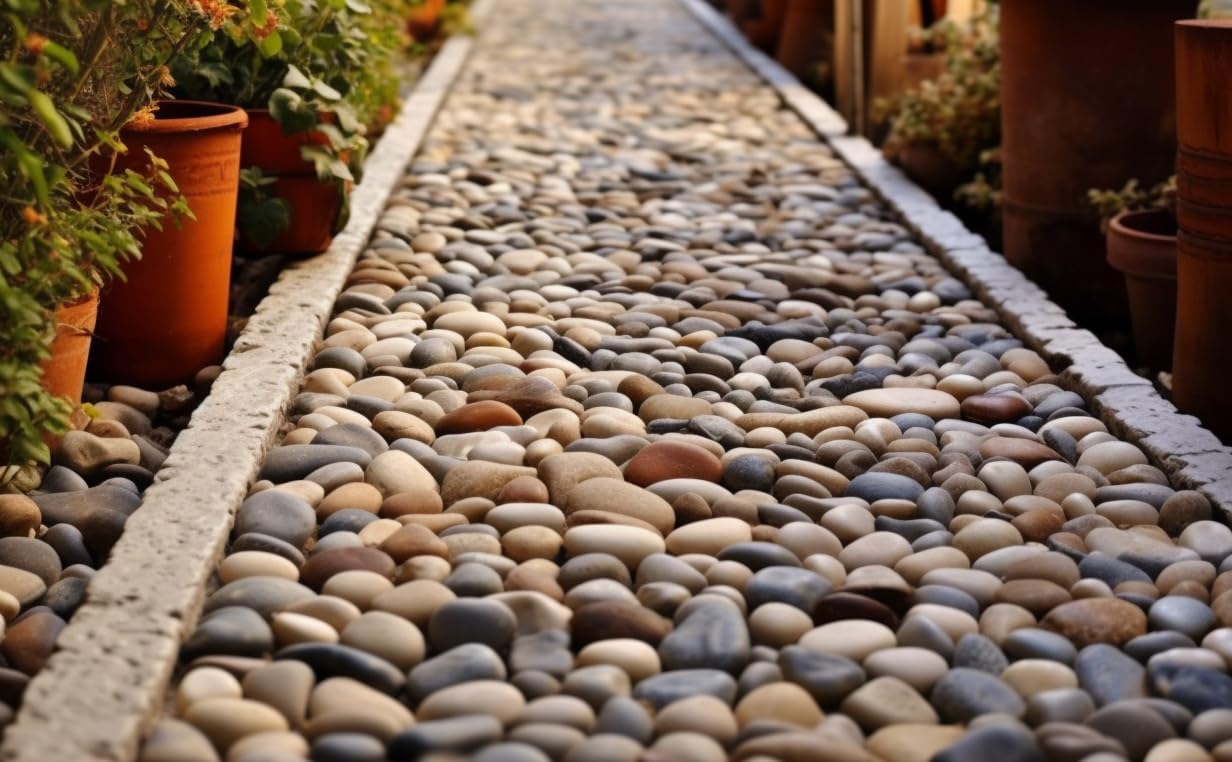 2 LBS River Rocks, StoneCreek, Decorative Garden Stones for Plant Landscaping, Polished Gravel Filler Pebbles for Home Decoration, Vases, Succulents, Flower Beds and Fish Tanks (Mixed Color, Medium)