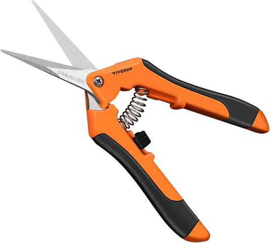 VIVOSUN 12-Pack 6.5 Inch Gardening Scissors Hand Pruner Pruning Shear with Straight Stainless Steel Blades Orange