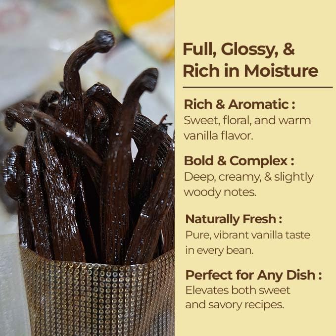 10 Whole Vanilla Beans Grade A+, Premium Bulk Vanilla Bean Pods For Making VanillaExtract and Baking, 6-8 Inches, Non GMO. by NYVanilla