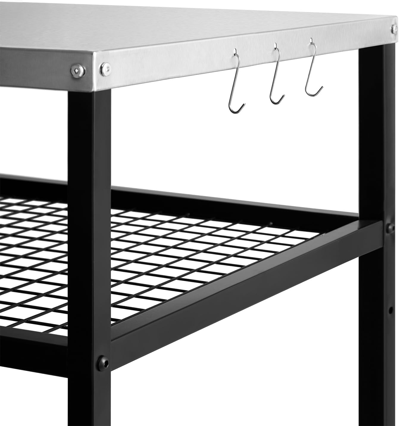 Stainless Steel Outdoor Grill Cart Pizza Oven Stand Trolley Table with Wheels Three-Shelf Movable Food Prep and Work Table Heavy Duty Grill Carts Outdoor Cart 31.5"×24"×35.5"