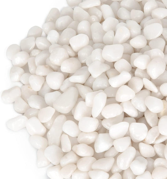 GASPRO 10 lbs White Pebbles for Plants, Vases, and Landscaping in Garden - Highly Polished 3/8" Small Rocks for Indoor and Outdoor Decor