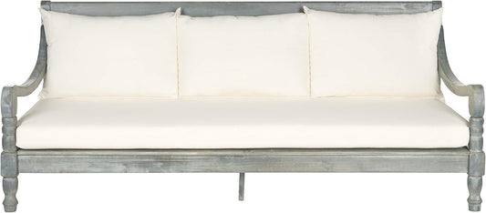 Safavieh Outdoor Collection Pasadena Ash Grey/ Beige Acacia Wood Cushioned Daybed