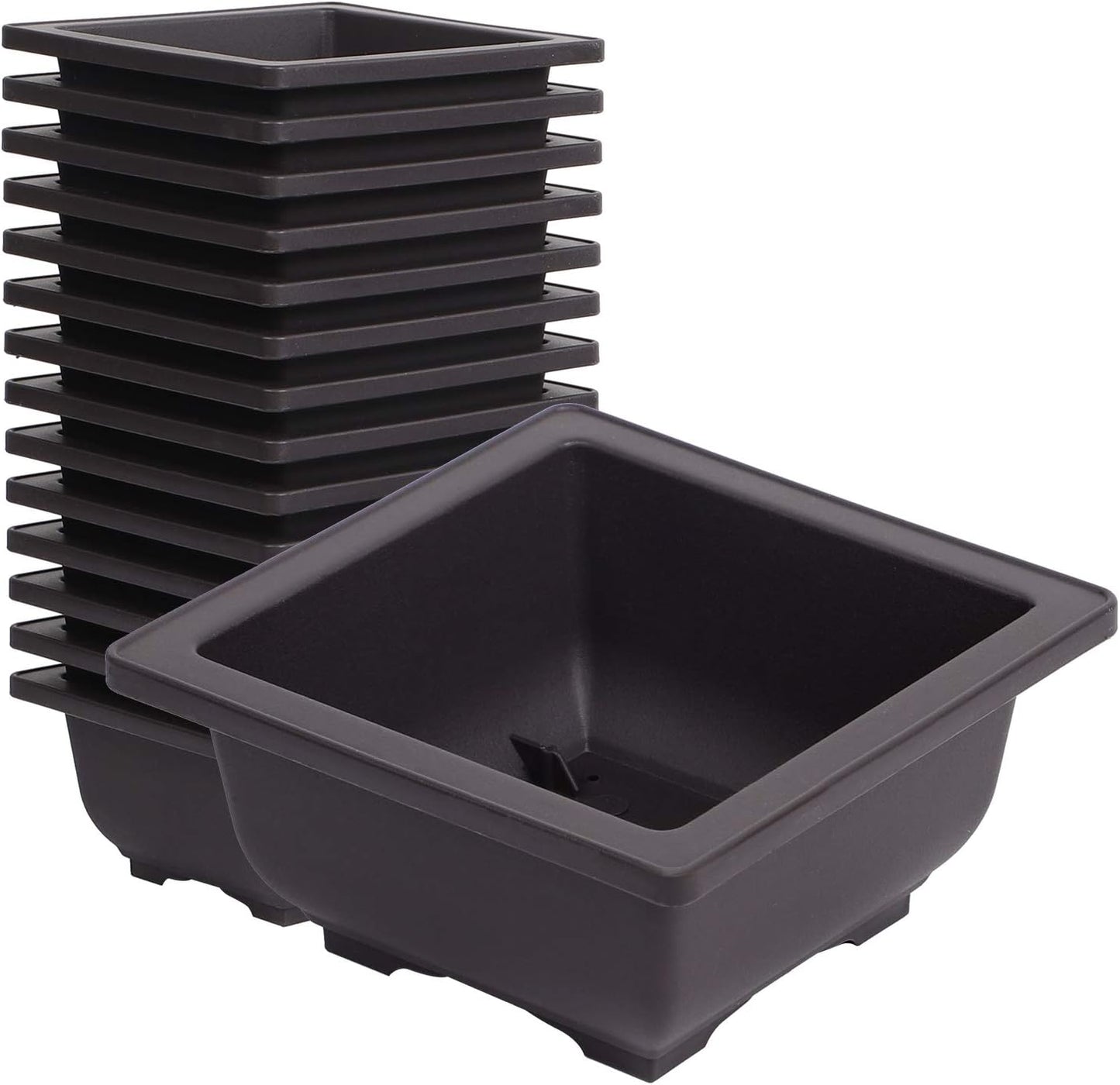 KINJOEK 15 PCS 4.7 Inch Plastic Small Square Plant Pots with Drainage Hole, Flower Succulent Bonsai Tree Pots Bonsai Starter Planter for Garden, Indoor, Home Decorative