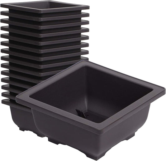KINJOEK 15 PCS 6.7 Inch Plant Pot, Square Plastic Bonsai Training Pots, Flower Succulent Pots Container for Garden, Indoor, Home Decorative