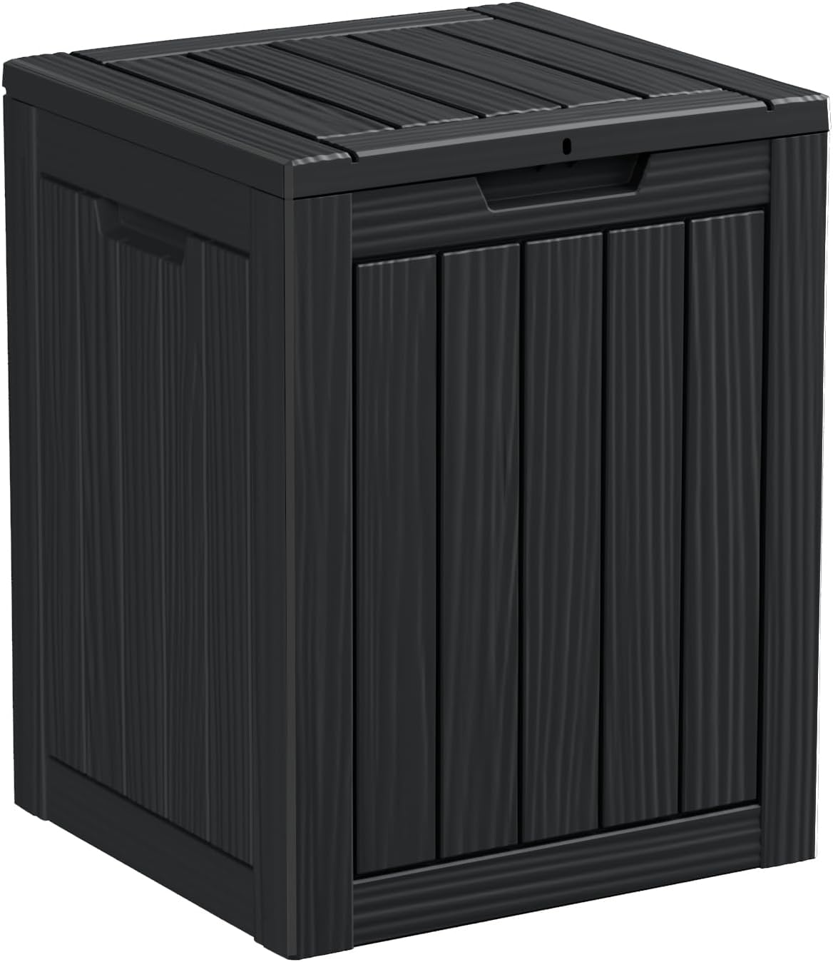 28 Gallon Resin Deck Box, Lockable Patio Outdoor Storage Box for Furniture, Garden Tools and Tools Storage, Waterproof Outside Storage Boxes - Black