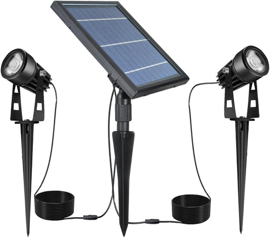 SUNLONG Solar-Powered Cast Aluminium Warm White LED Spotlight for Outdoor Garden Yard Landscape Tree Uplight Downlight