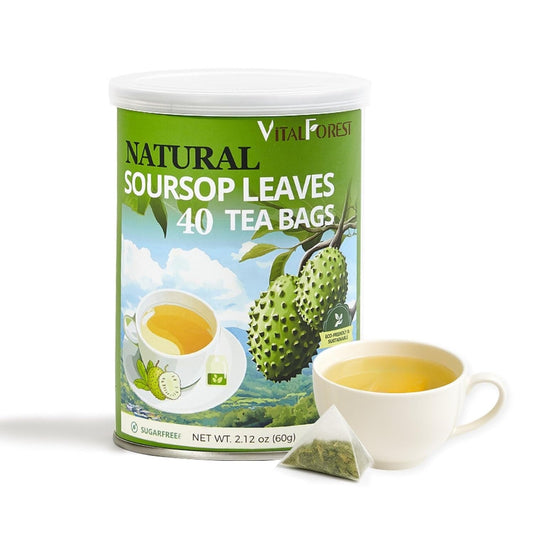 40 Premium Soursop Leaves Tea Bags | VitalForest Pure Graviola Leaf Tea for Relaxation, Sleep & Detox | Caffeine-Free Guyabano Herbal Tea | te de Guanabana | Non-GMO, Biodegradable