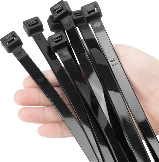 XINGO 16 inch Black Zip Ties Heavy Duty 60 PCS, 250 LBS Ultra Strong Plastic Wire Ties, Large Cable Ties Extra Long Tie Wraps, Indoor and Outdoor UV Resistant