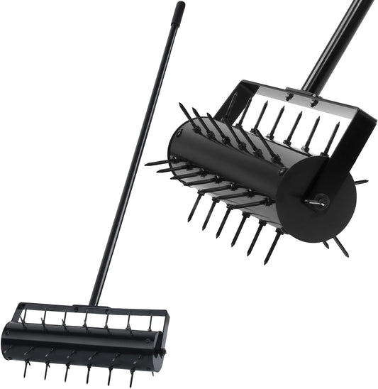 Rolling Lawn Aerator, 42 Spikes Pre-Assembled, Heavy Duty Grass Aerator Tool with Adjustable Handle, Push Grass Aerator for Lawn Care and Healthy Growth