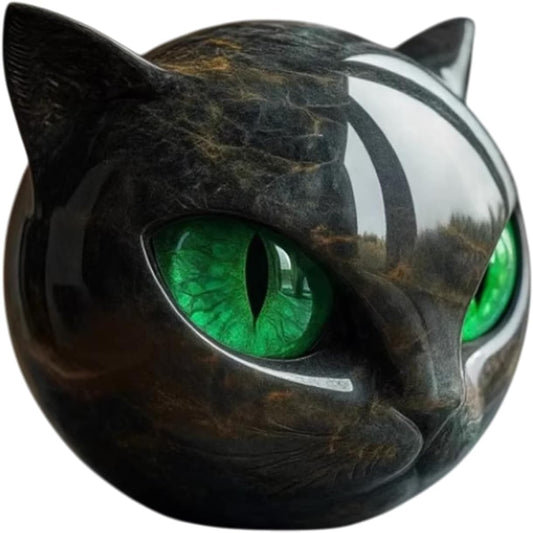 Luxury Black Cat Stone Sculpture, Elegant Home Décor & Gift-Ready Art Piece, Hand-Carved Crystals and Healing Stones Carved, Cute Decoration Gemstones Gifts for Cat Lovers Women Men (B)