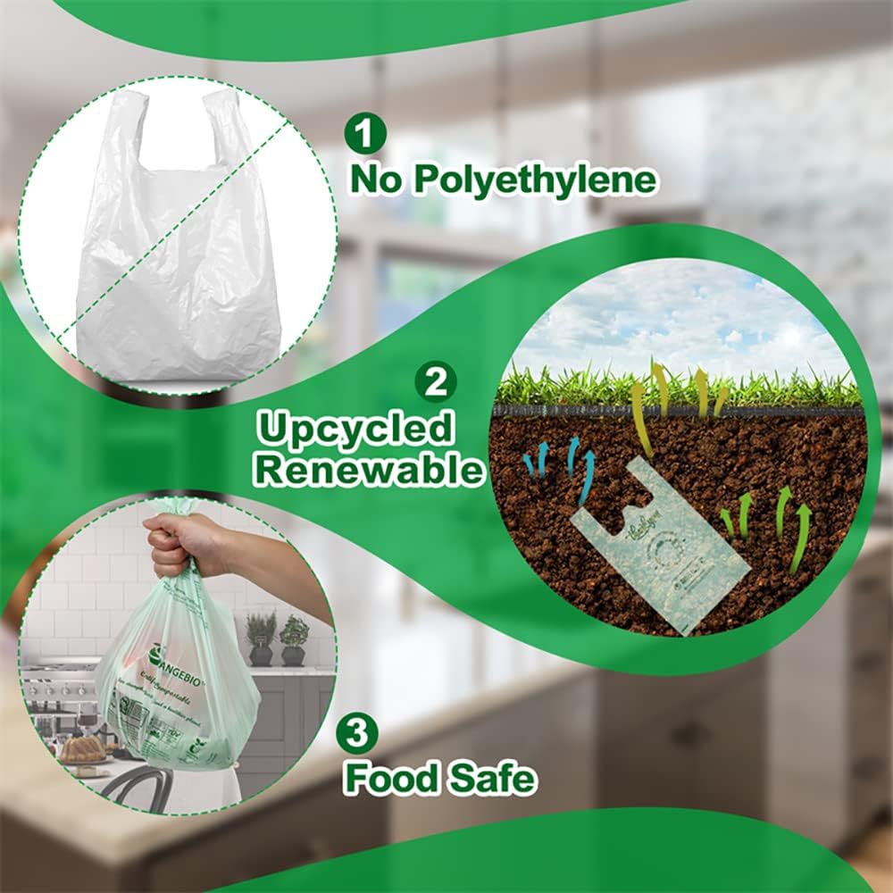 3 Gallon Compostable Trash Bags, 100 Count, Food Grade, Plant-based, Biodegradable, Leak-proof, Tear-resistant, Dishwasher Safe