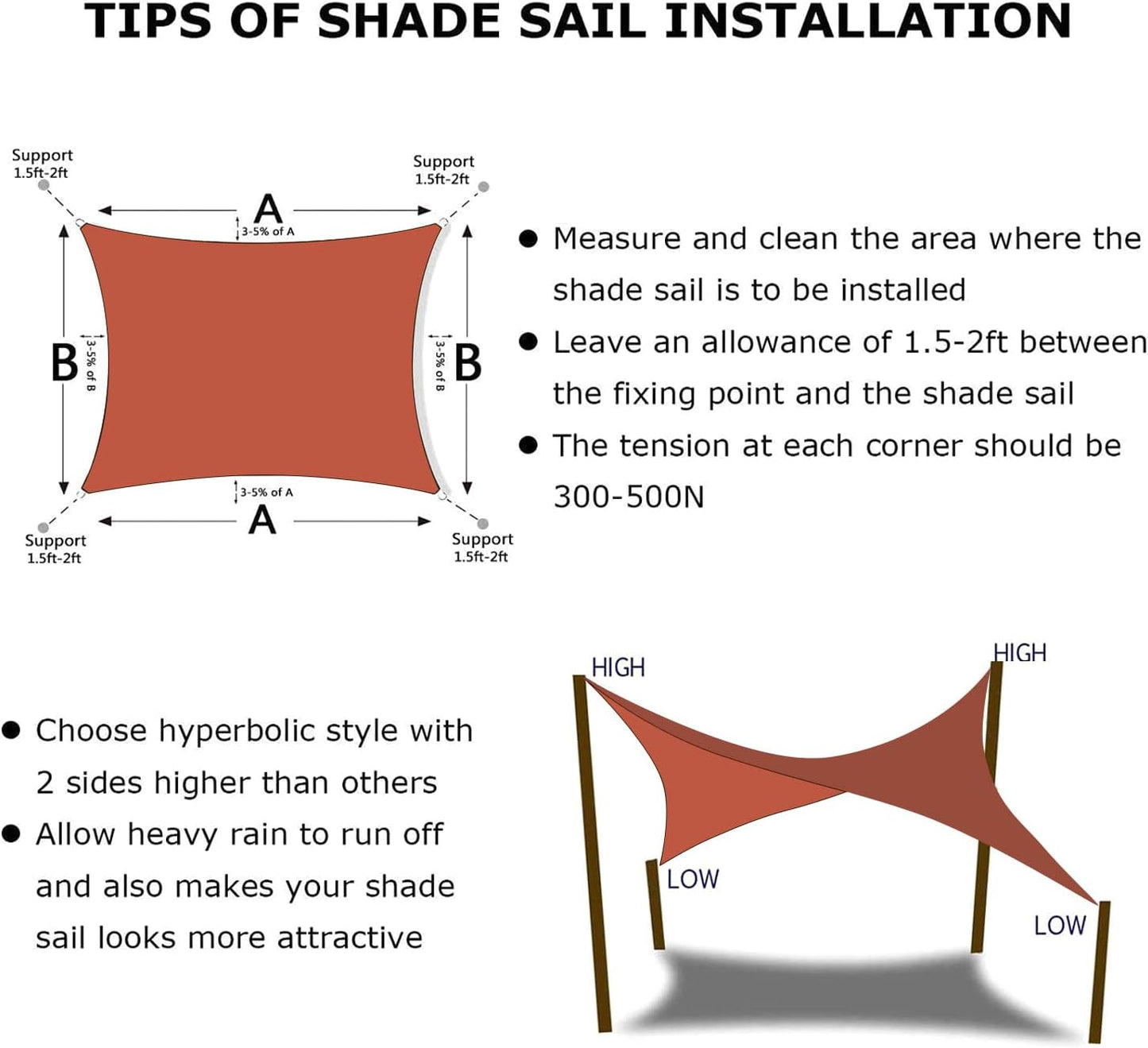 KANAGAWA 6'X12' Rust Red Custom Size Sun Shade Sail Rectangle UV Block Canopy Cover for Patio Backyard Lawn Garden Outdoor (Customized Available)