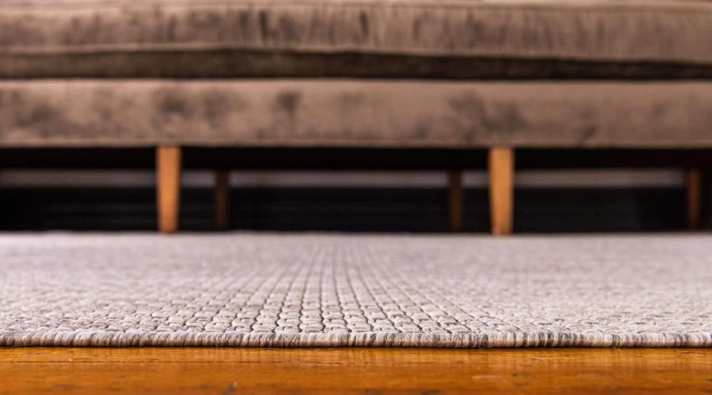 Unique Loom Collection Casual Transitional Solid Heathered Indoor/Outdoor Flatweave Area Rug (4' 1" x 6' 1" Rectangle, Beige/Ivory)