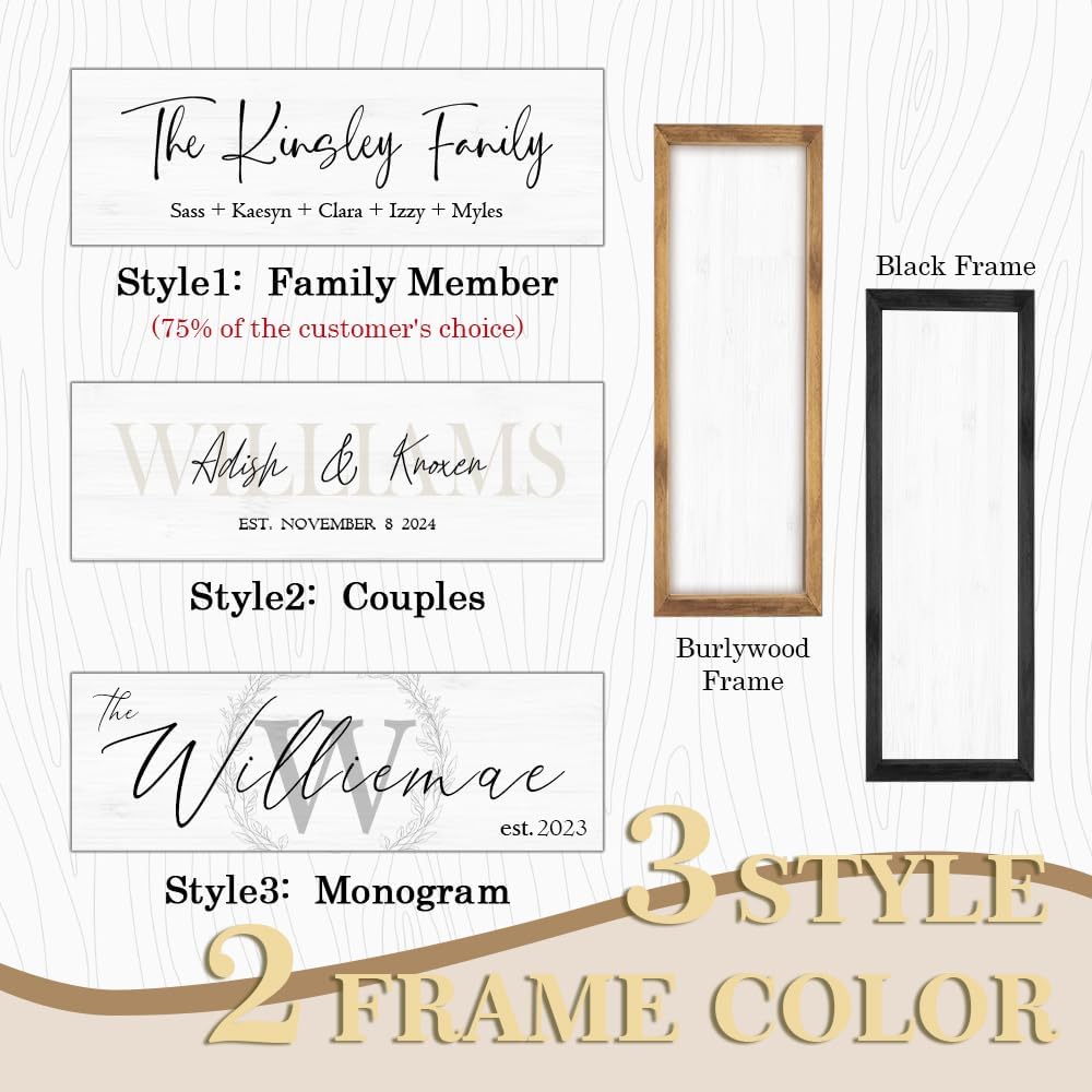 Last Name Signs for Home, Personalized Wall Decor, Monogram Gifts, Framed Wooden Family Name Sign for Home Decor, Custom Wood Signs, Established Signs