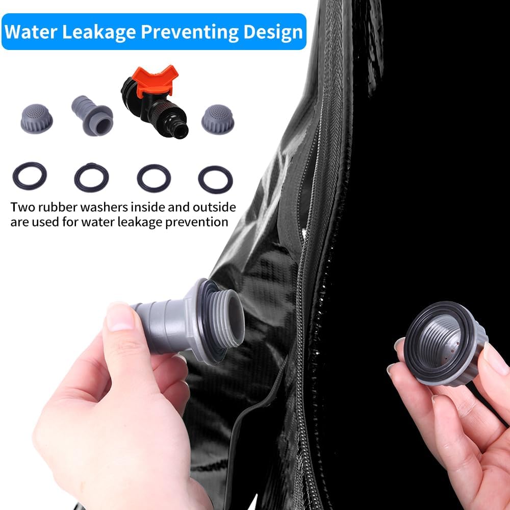 50 Gallon Collapsible Rain Barrel, Portable Rainwater Collection System, Water Storage Tank, Rain Catcher Barrel with Two Spigots and Overflow Kit, Rain Water Barrel Collector for Garden, Black
