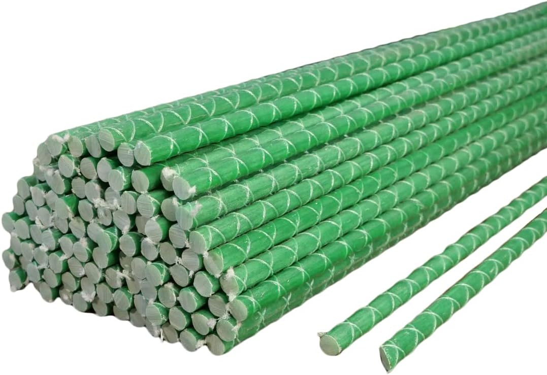 Fiberglass Eco Friendly Garden Stakes (Choose Height/Quantity) – Durable, Lightweight, Tomato, Tree, Strawberry, Plant, Support Fencing Stakes with Patterned Surface 5/16" Diameter (10, 5)