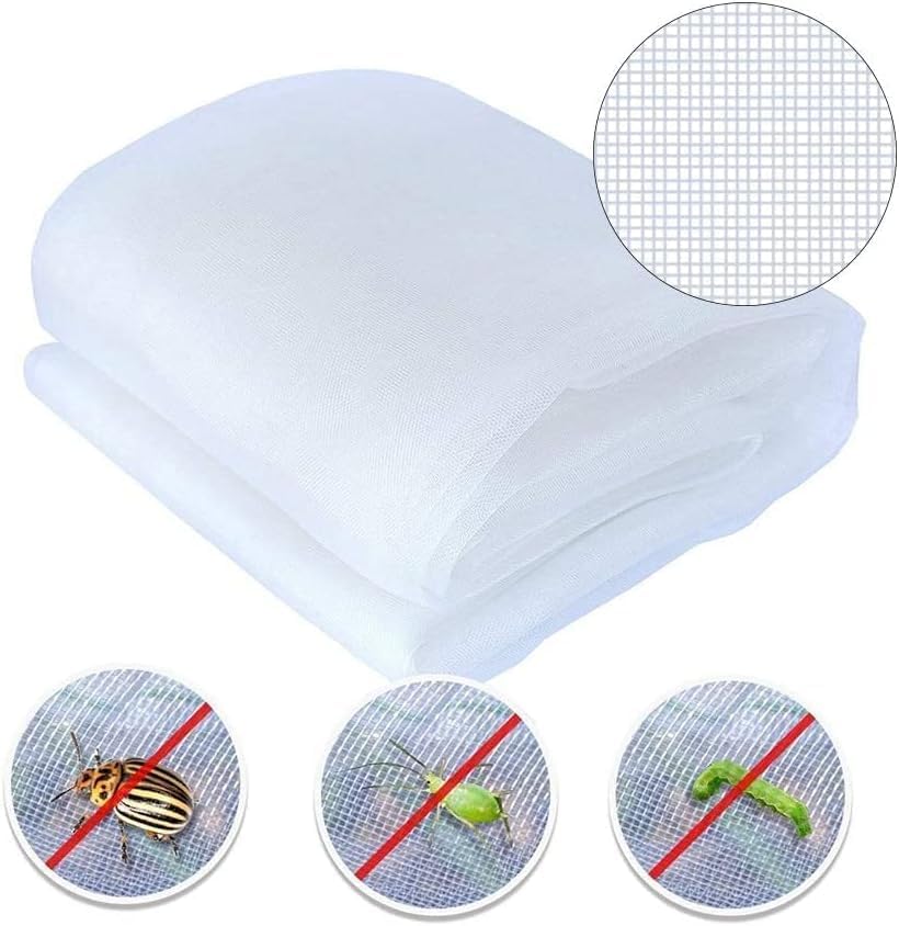 Agfabric Garden Netting 9.8X 49.2 FT Insect Pest Barrier Bird Netting for Garden Protection,Row Cover Mesh Netting for Vegetables Fruit Trees and Plants,White