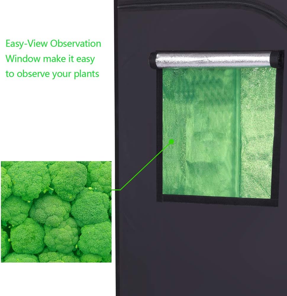 96"x48"x80" Mylar Hydroponic Grow Tent Grow Room with Obeservation Window and Removable Floor Tray for Indoor Plant Growing (96" x 48" x 80")