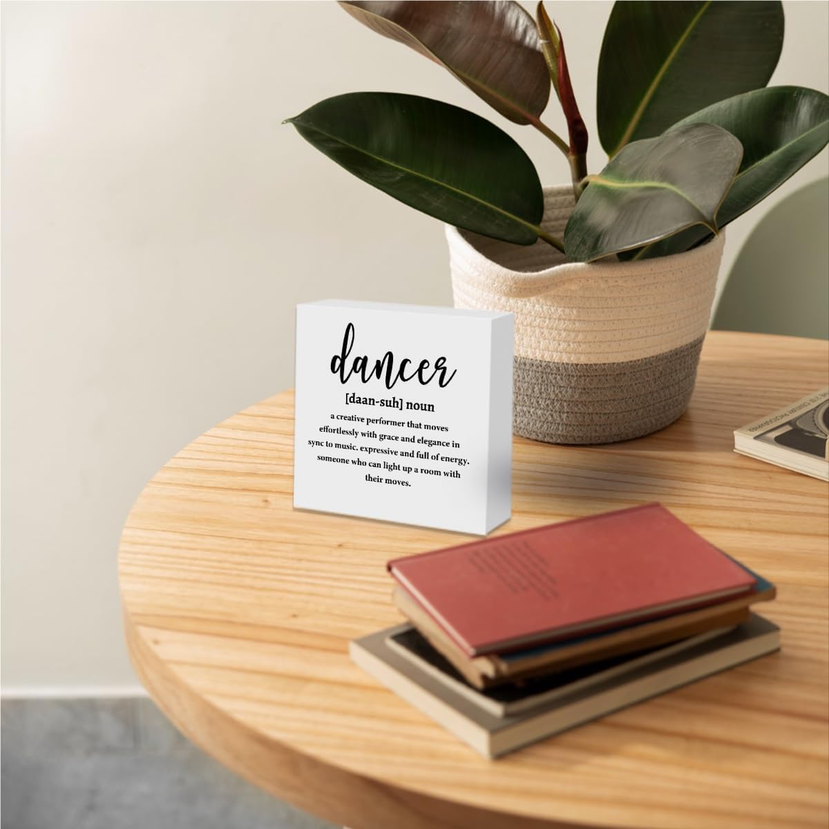 Dancer Gifts Wooden Box Sign, Dance Stuff Definition Quotes Wooden Signs, Best Gifts for Dancers Men Women, Positive Decor for Farmhouse Home Dance Studio Desk Shelf Tabletop 5 X 5 Inches